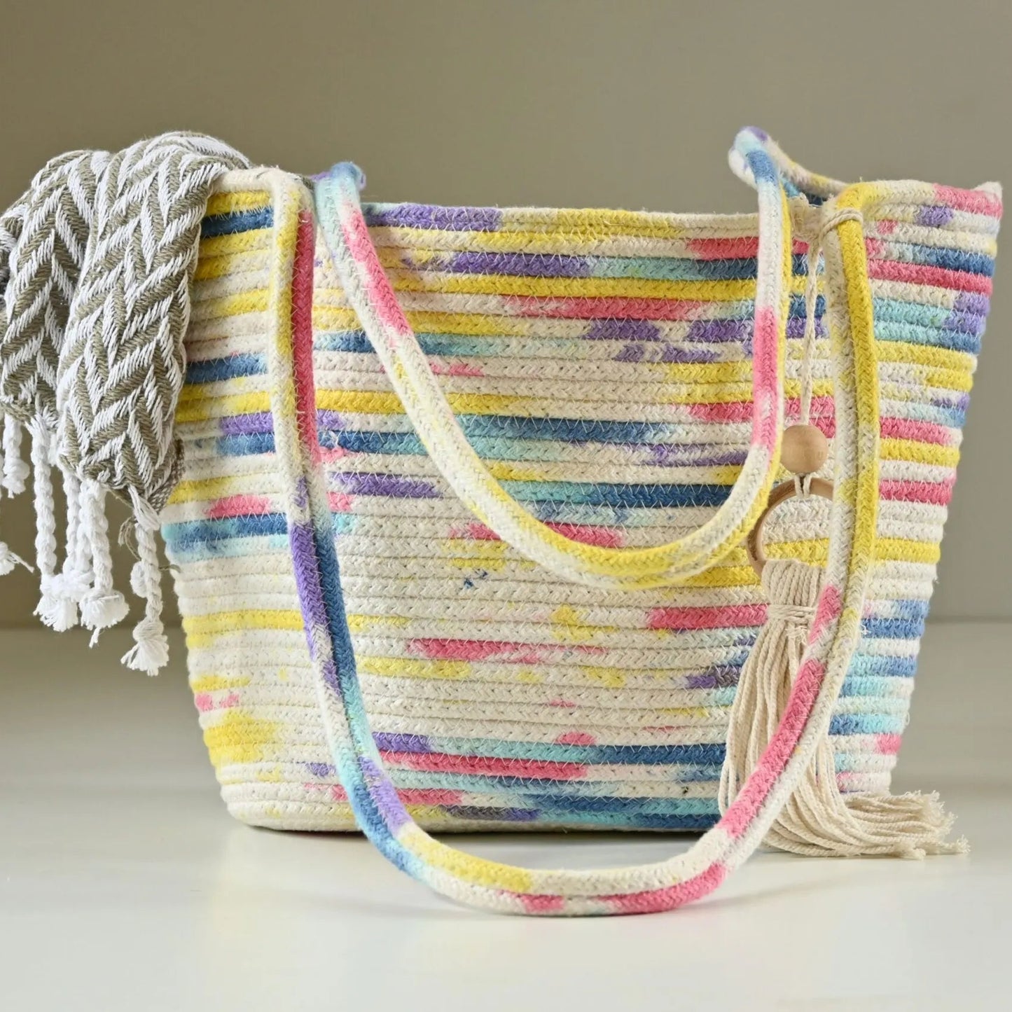 Handmade Cotton Tie-Dye Shoulder Tote Bag