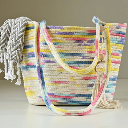 Handmade Cotton Tie-Dye Shoulder Tote Bag