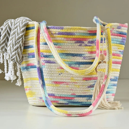 Handmade Cotton Tie-Dye Shoulder Tote Bag