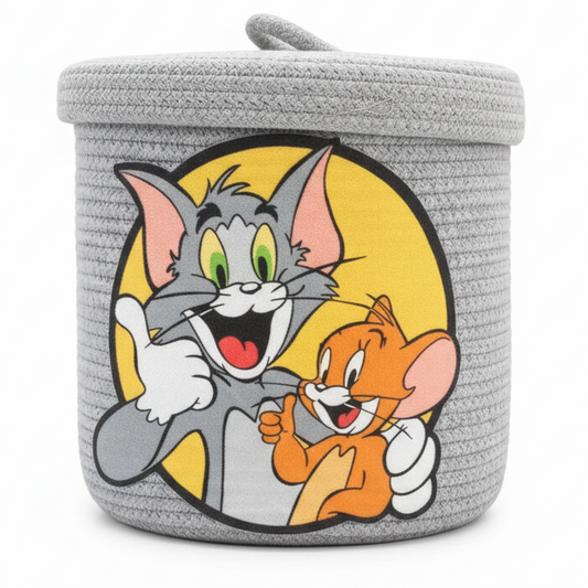 Tom & Jerry Kids Storage Basket – Handcrafted Cotton Jute Organizer