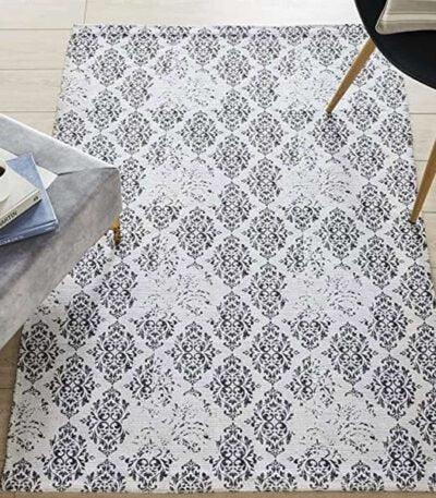 Printed Vintage Dhurrie Carpet Rug Runner Floor Mat for Living Room : 3.5 X 5.5 Ft