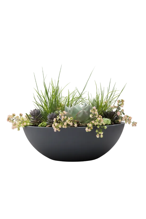 VISTARA Modern Oval Planter – Stylish Round Low Bowl FRP Planter for Homes