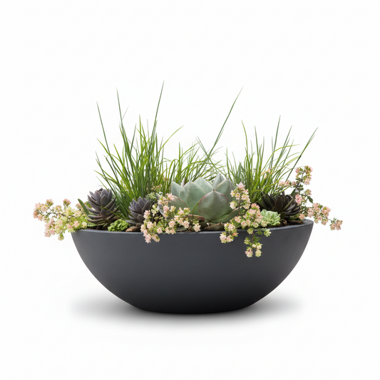 VISTARA Modern Oval Planter – Stylish Round Low Bowl FRP Planter for Homes