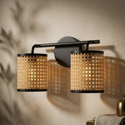 Azure Handcrafted Wicker & Bamboo Wall Lamp
