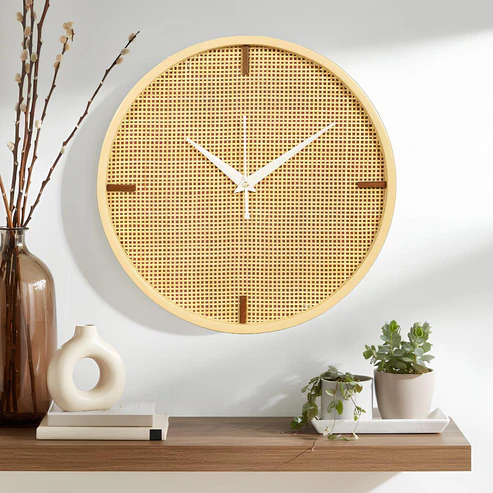 Soleil Handcrafted Rattan and Bamboo Wall Clock