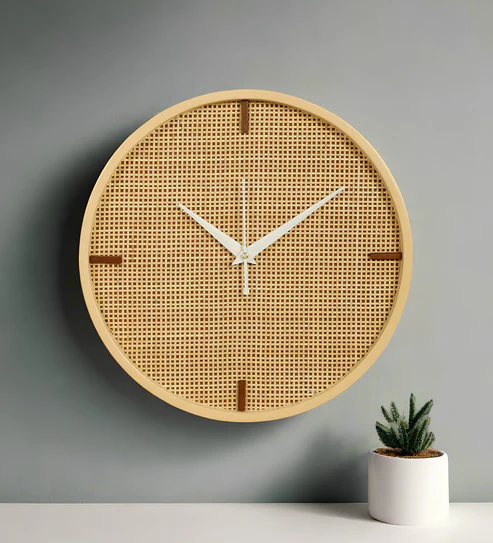 Soleil Handcrafted Rattan and Bamboo Wall Clock