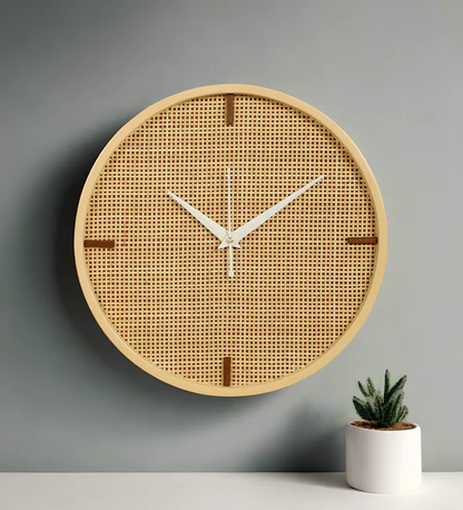 Soleil Handcrafted Rattan and Bamboo Wall Clock
