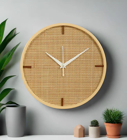 Soleil Handcrafted Rattan and Bamboo Wall Clock