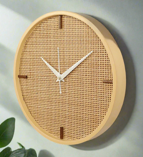 Soleil Handcrafted Rattan and Bamboo Wall Clock