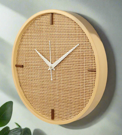 Soleil Handcrafted Rattan and Bamboo Wall Clock