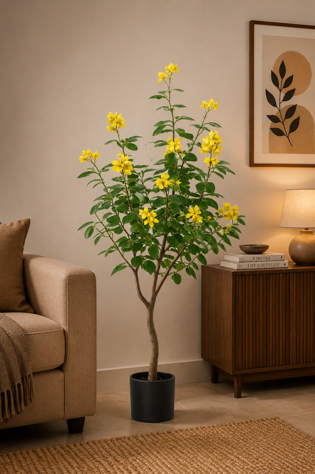 Premium Artificial Yellow Flowering Tree 59"