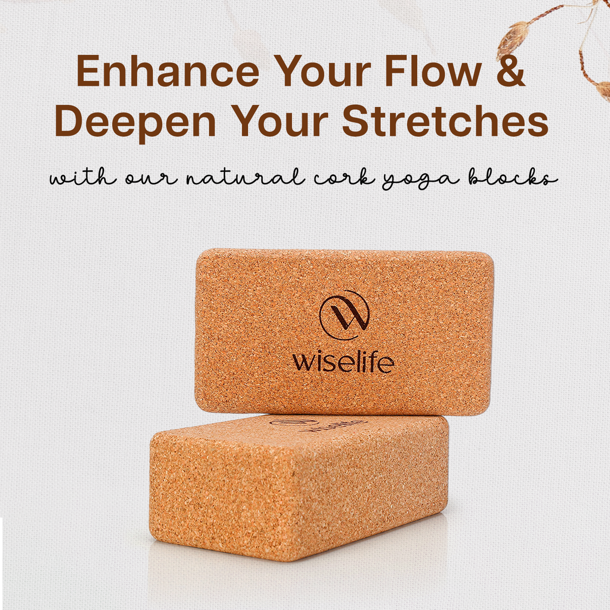Wifelife Premium Cork Yoga Block (Set of 2)