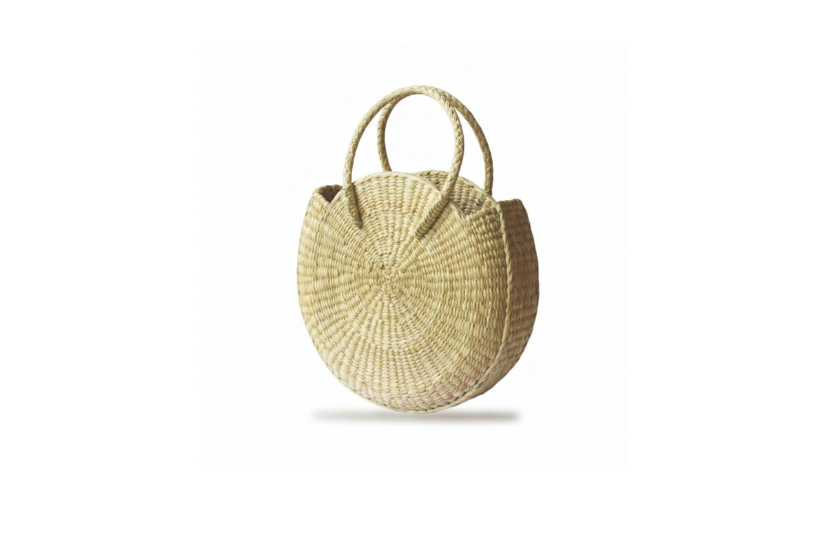 Handwoven Natural Fiber Tote Bag with Floral Embroidery