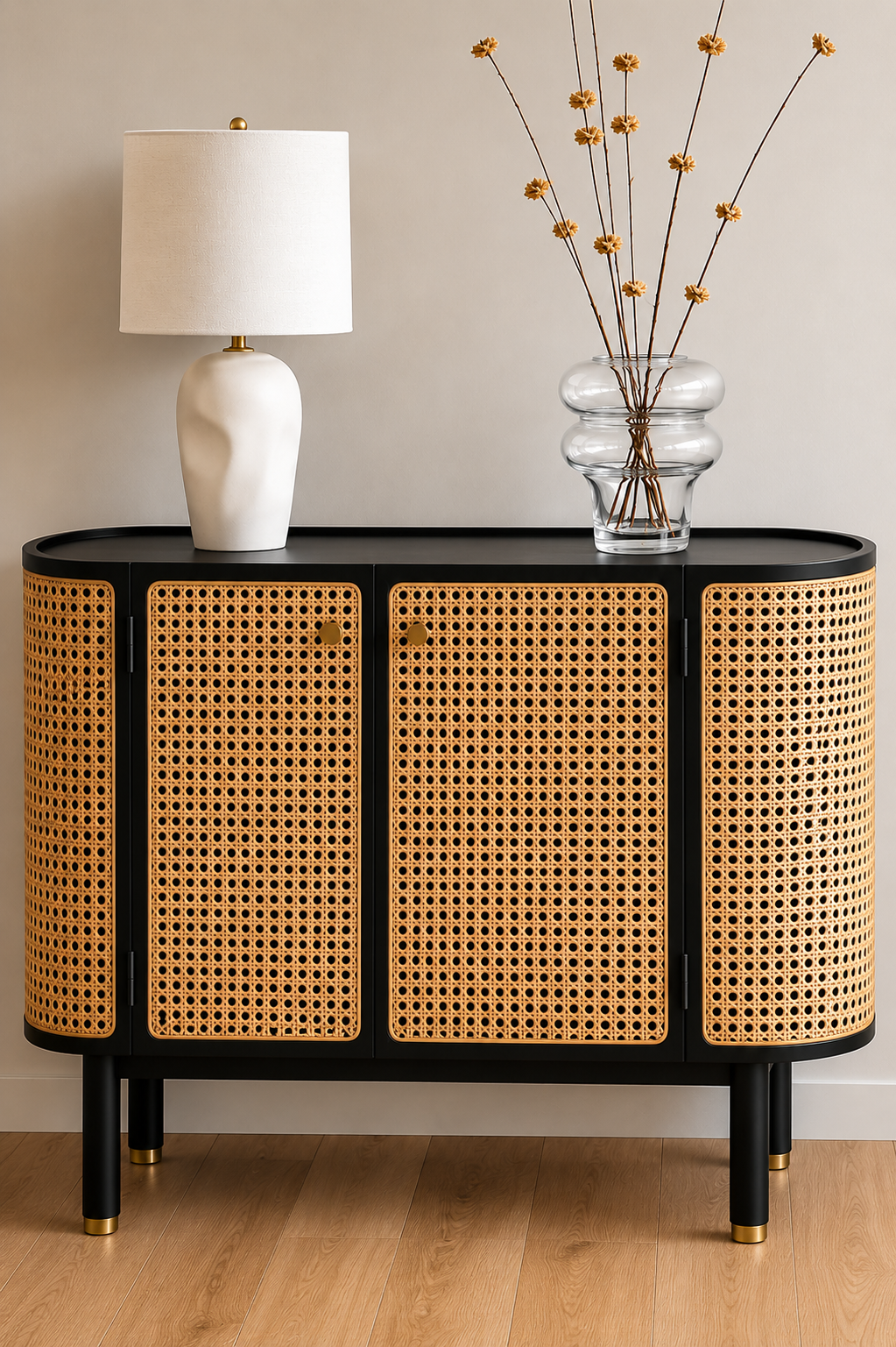 Rattan & Wood Sideboard